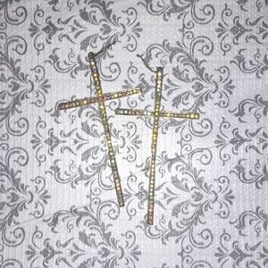 Large Bling Cross Earrings